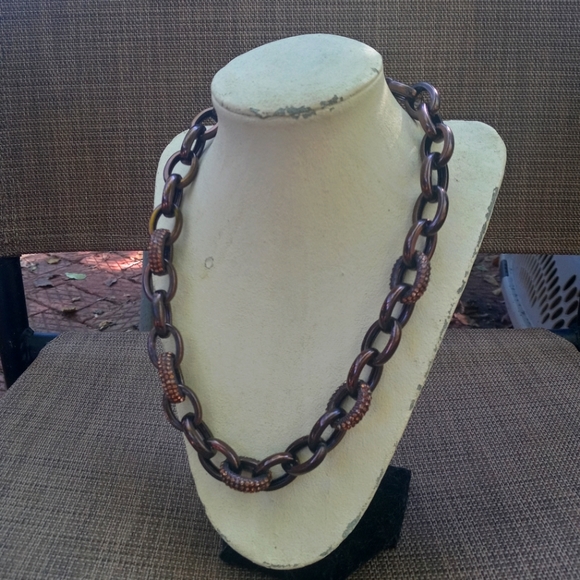 🌰🌞 Chunky Thick Chainlink Rhinestones Necklace - Picture 1 of 11